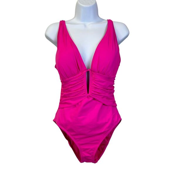 Bleu by Rod Beattie Molded-Cup One-Piece Swimsuit Pink Women Plus Size 18W NWT - Picture 2 of 9